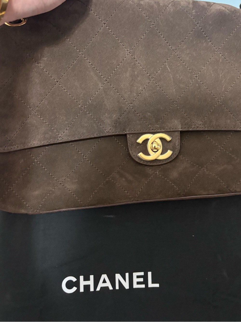 Chanel NEW Dark Brown Suede Small Souplissimo Maxi Flap Bag